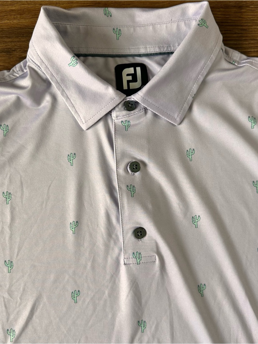 Footjoy Polo Shirt Mens XL Purple Cactus Print Golf Performance Preppy Stretch
